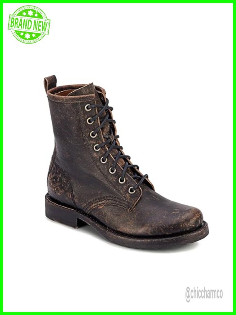 Women's Combat Boots Vintage Italian Leather Hand Burnished Stitch Welt
